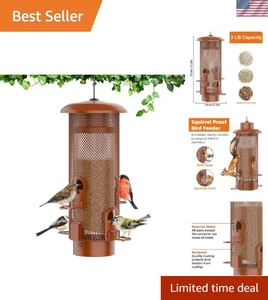 Alimentador para aves a prueba de ardillas para todo tipo de clima - Capacidad de 2 lb con acabado marrón rojizo - Imagen 1 de 9