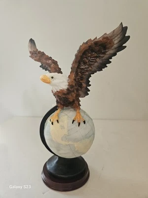 American Bald Eagle on Globe Resin Figurine 11" Tall - Image 1 of 4