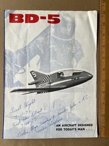 BD-5 Micro Aircraft Brochure – Bede Aviation 1972 – Experimental Jet Flyer - Bild 1 von 7