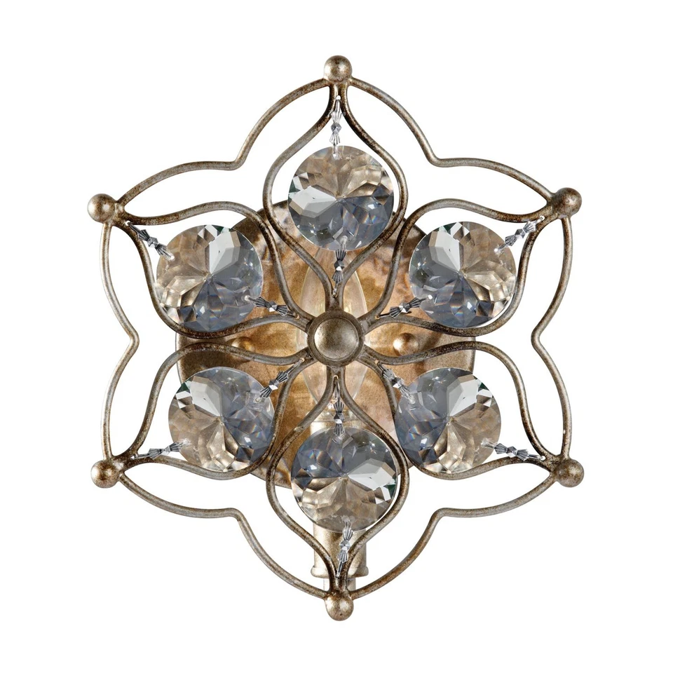 Floreale Lampada da Parete Vela Argento Brunito Cristallo Design Moderno Salotto - Immagine 1 di 1