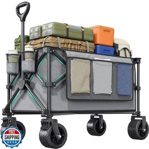 YITAHOME 300Lbs Large Collapsible Foldable Wagon, Heavy Duty Beach Wagon Cart - Picture 1 of 5