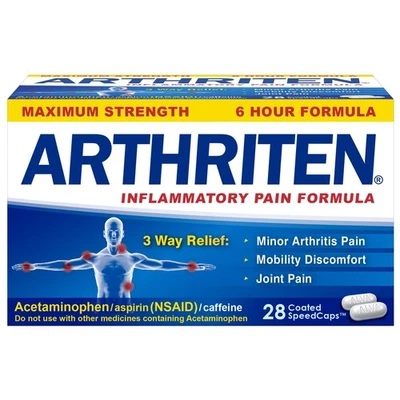 Arthritis Pain Relief Caplets with Aspirin, Acetaminophen & Caffeine, 28 Count - Image 1 of 4