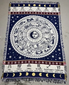 Riesiger Sternzeichen gewebter Wandteppich Überwurf Decke Astrologie launisch Goth Hippie Retro - Bild 1 von 10