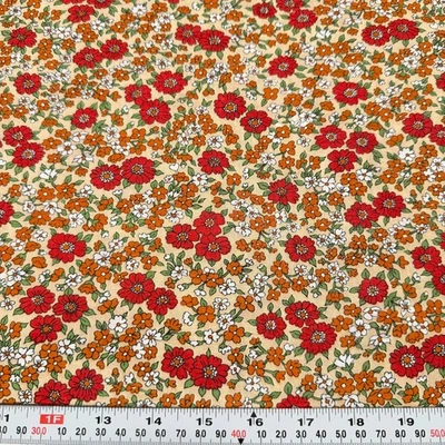 Vintage Florals on Beige Unbranded Cotton Fabric Remnant 17" x 43" - Image 1 of 2