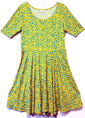 LuLaRoe Nicole платье Lt бирюзовый желтый оранжевый цветочный короткий рукав декольте размер 3XL - Изображение 1 из 4