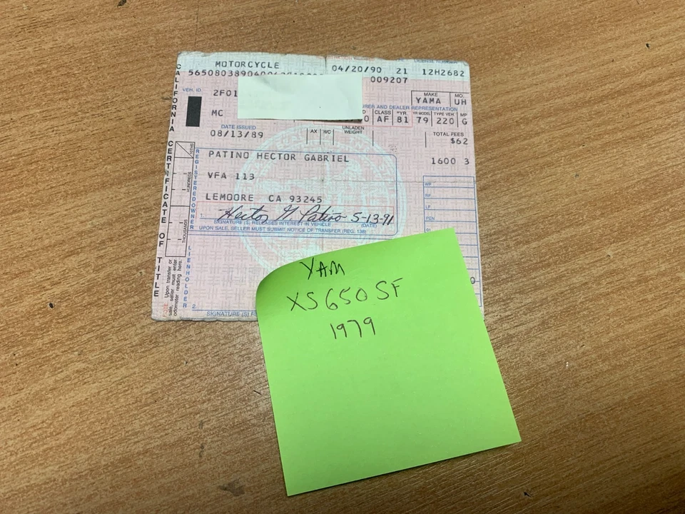 ORIGINAL YAMAHA XS650 1979 US TITLE FOR REFERENCE/DISPLAY/MANCAVE WORLDWIDE POST - Bild 1 von 1