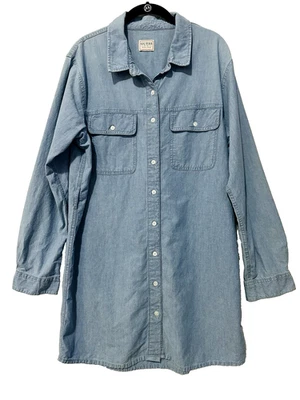 Guess Women Shirt Dress Sz L Light Long Sleeve Linen Blend Buttoned Collared - Image 1 of 4