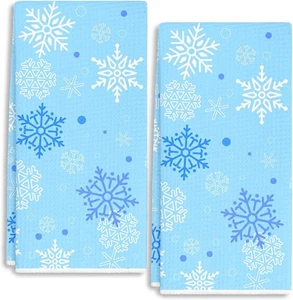 Winter Wonderland Copo de Nieve Toallas Plato Paño de Plato, Azul 050  - Imagen 1 de 7