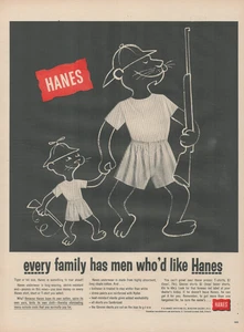 Pubblicità stampa Hanes intimo leone 1955 ogni famiglia ha uomini che vorrebbero Hanes caccia - Foto 1 di 1
