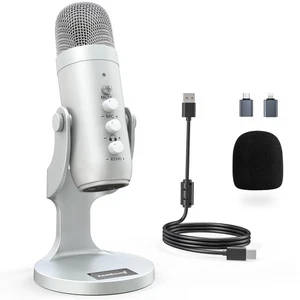 USB Microphone,Condenser Computer PC Mic,Plug&Play Gaming Microphones for PS ... - Picture 1 of 7