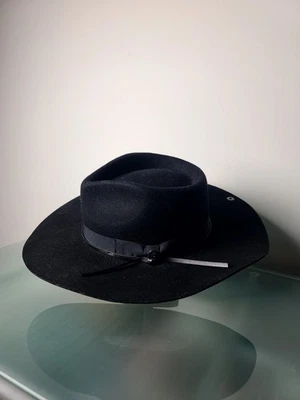Black Wool Wide Brim Hat Peter Grimm 1963 Follow The Rabbit Sz Medium Stiff - Image 1 of 4