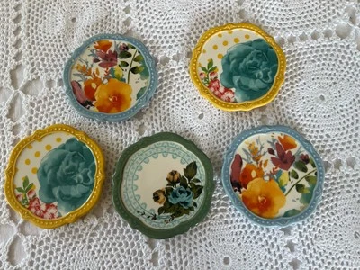 Juego de 5 posavasos de gres The Pioneer Woman vintage floral sombra rosa sauce Foto 1 de 3