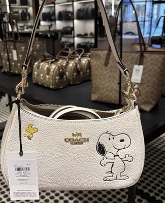 Coach X Peanuts Teri Shoulder/CrossBody In Chalk  W/SNOOPY;CBJ76;BNWT:Ret: $398 - Image 1 of 4