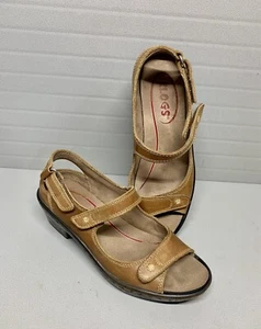KLOGS Strappy Block Heels Comfy Brown Leather Sandals Size 6M Removable Insole - Picture 1 of 12