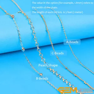 14K Gold Filled Classic Cable Chains for Necklace Jewelry Making Finding 3 feet - Picture 1 of 104