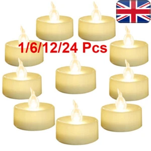 24*Flameless LED Tea Lights Candles Flickering Battery Operated Wedding Light,UK - Picture 1 of 19
