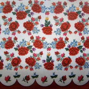 4 x Single Paper Napkins for Decoupage Craft Table Poppies Embroider Pattern 9 - Picture 1 of 2