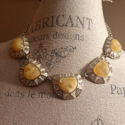 Linda Declaração Ann Taylor Amarelo Marled Cor Strass Colar Fantasia - Imagem 1 de 4