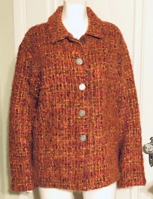 WORN ONCE Chicos Jacket Sweater Fall Red Orange Tweed Plus Size 3 - Image 1 of 4