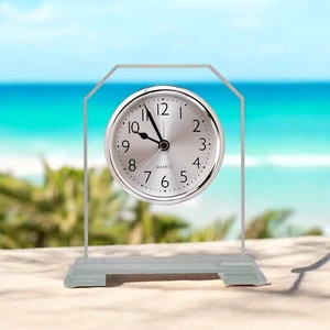 Clear Glass Clock, 6 1/2" Clipped Corn, Wedding Bridal Shower Birthday Gift - Picture 1 of 4