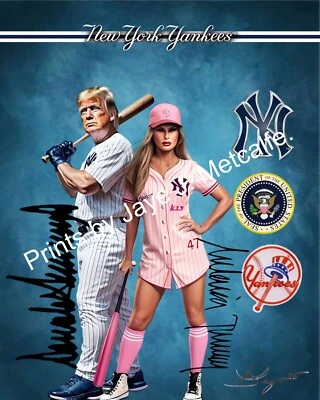 Donald Trump and Melania Trumpe as a  NY Yankees.  Baseball 8x10   Print. - Image 1 of 3