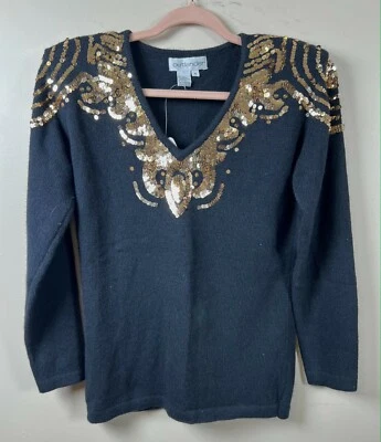 Vintage 80s 90s Outlander Sequin Silk Sweater Women's Medium Silk, Angora, Nylon - Image 1 of 4