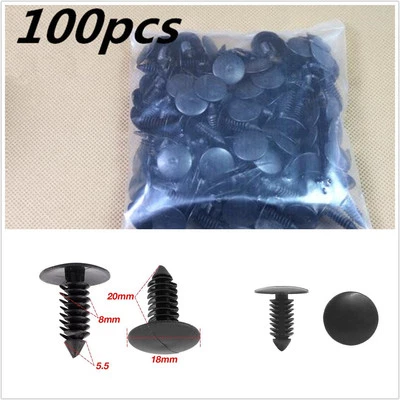 100 Piezas Negro Nylon Plástico Coche SUV Parachoques Guardabarros Remaches Borde Sujetador Clips 8mm Foto 1 de 4