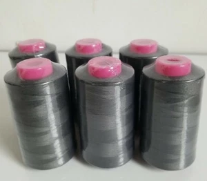 6 Big Spools DARK GRAY Charcoal Serger Overlocker Quilting Sewing Thread T27 - Picture 1 of 3