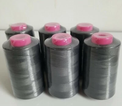 6 Big Spools DARK GRAY Charcoal Serger Overlocker Quilting Sewing Thread T27 - Image 1 of 3