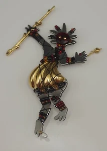 LIZTECH ARTISAN JEWELRY 2008 WILD WOMAN BROOCH PIN SIGNED LARGE RARE 4" - Picture 1 of 4