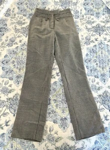 Vintage High Waisted Houndstooth Pants Business Slacks Straight Size 4 100% Wool - Picture 1 of 6