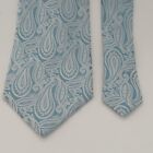 Geoffrey Beene Blue Mens Necktie 100 Silk Metallic White Paisley