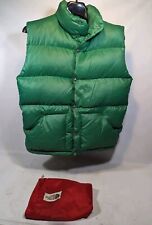 North Face Down Puffer Vest Great Vtg 80's XL With Stuffer Bag Green Brown Label