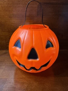 Vintage 1980 Carolina Blow Mold Jack O Lantern Pumpkin Candy Bucket Treat Pail - Picture 1 of 5