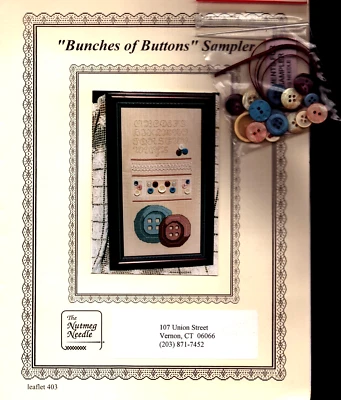 Bunches of Buttons Sampler Cross Stitch Kit Pattern Includes Buttons - Image 1 of 4
