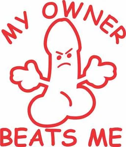 My Owner Beats Me Penis Funny Sticker, Decal Car, Truck, Window - Bild 1 von 6