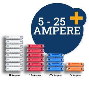 Set 20 Stück Oldtimer KfZ Sicherungen Torpedo- Stabsicherungen 5A 8A 16A 25A - Bild 1 von 1