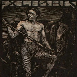 Bruno Héroux Exlibris Pflüger Jugendstil Leipzig signiert Holzschnitt 20 Jh - Picture 1 of 3
