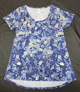 LuLaRoe Damen blau und gelb Kurzarm Top Größe XXS T103 - Bild 1 von 3