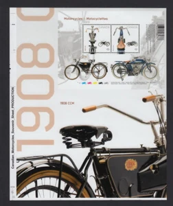 MOTORCYCLES 1914 INDIAN & 1908 CCM = Pos.9 S/S fr UnCut sheet Canada 2013 #2646i - Bild 1 von 2