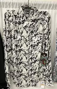 Blusa 2 Hilos OH Negra Blanca 100% Seda Abotonada Nueva con Etiquetas Talla S - Imagen 1 de 5
