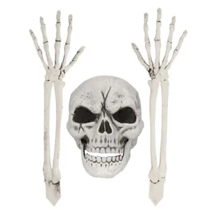 BURIED SKELETON KIT - SKULL AND ARMS HALLOWEEN GOTHIC HORROR DECORATION - Picture 1 of 6
