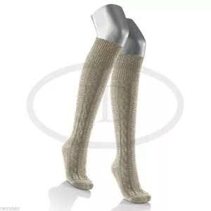 Medias hasta la rodilla medias de lino algodón beige natural medias tradicionales hasta la rodilla - Imagen 1 de 6