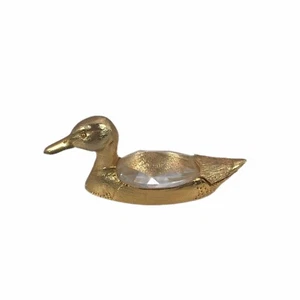 Figura de pato Spoontiques Swarovski cristal tono dorado 1984 vintage 3" largo G28 - Imagen 1 de 8
