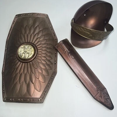 Conjunto de juego de armadura de gladiador para niños Disfraz de Halloween Accesorio Casco Escudo Italia Foto 1 de 4