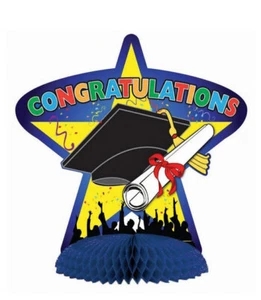 GRADUATION CAP Diploma party Honeycomb TABLE CENTERPIECE  15" colorful graduates - Picture 1 of 1