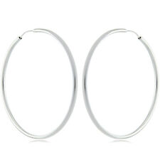 925 Sterling Silver 2.75" 3" 3.25" 3.5" 3.75" 4" Jumbo Endless Hoop Earrings 2mm