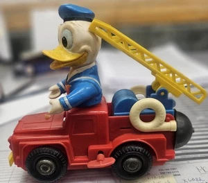 1960s Walt Disney DONALD DUCK Wind Up FIRE TRUCK Used Made In Japan WORKS!! - Picture 1 of 5