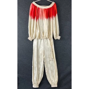 VTG Andrea Odicini For Giorgio Silk Top Jogger Pant Outfit Womens 38 Italy 80s - Picture 1 of 23