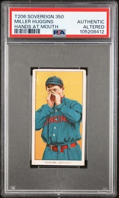 1909-11 T206 *Sovereign* 350 Miller Huggins HOF Hands at Motuh PSA Auth VGEX+ - Image 1 of 2